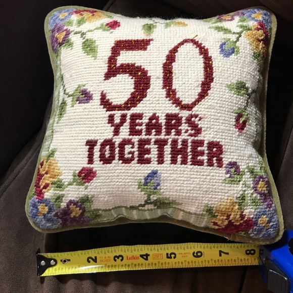 Small anniversary pillow 50 years together w/velvet back. Does have a few picks - Picture 5 of 7
